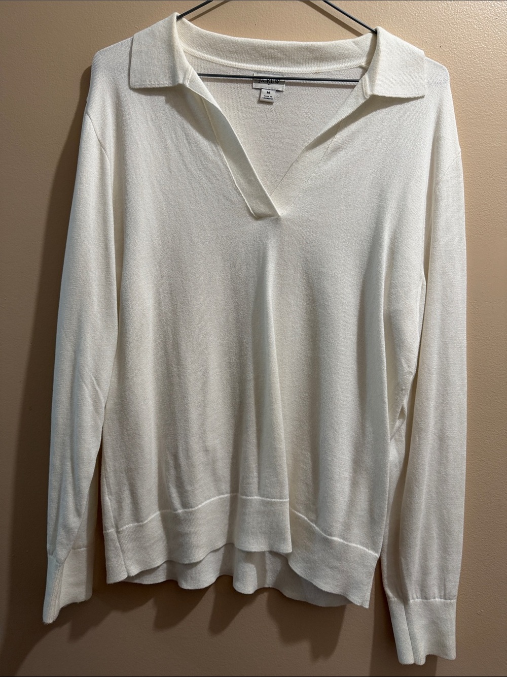 J. Crew Cream V-Neck Polo Sweater shirt